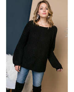 Cozy Up Long Sleeve Sweater - Black - Essentially Elegant 