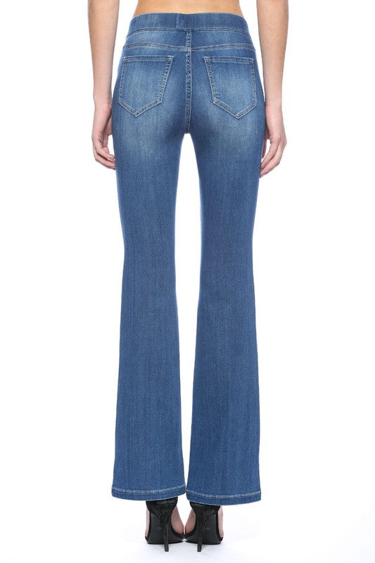 Cello Mid Rise Pull On Deluxe Comfort Flare Jeans with Surplus Pockets ...