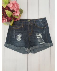 Hammer Jeans Premium Denim Distressed Jean Shorts - Dark Denim - Essentially Elegant 