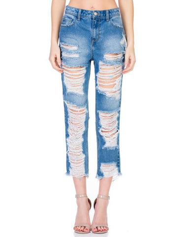 New Arrival!!! Cello High Rise All Over Distressed Straight Leg Jeans - Essentially Elegant 
