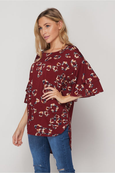 New Arrival! Escape With Me Double Ruffle Sleeve Top by Honeyme